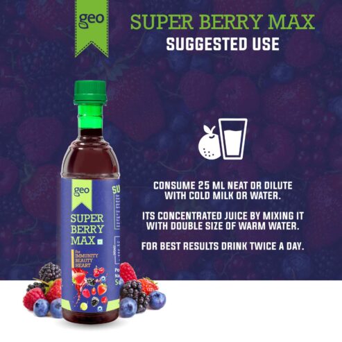 GEO Natural Super Berry Max Juice Concentrate For Immunity Booster, Heart Health And Beauty Mixed Fruit