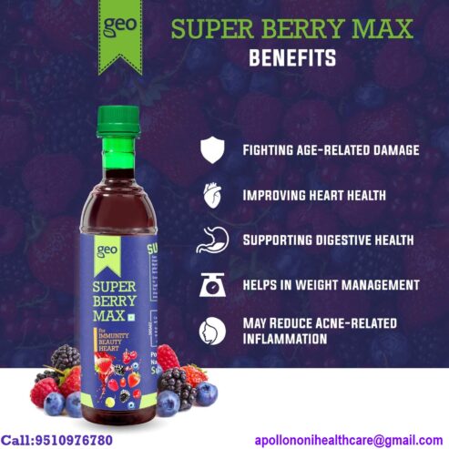 GEO Natural Super Berry Max Juice Concentrate For Immunity Booster, Heart Health And Beauty Mixed Fruit